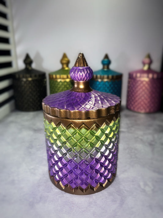 Vintage Charm Jar - Gold/Purple/Green