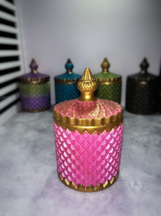 Vintage Charm Jar - Gold/Pink