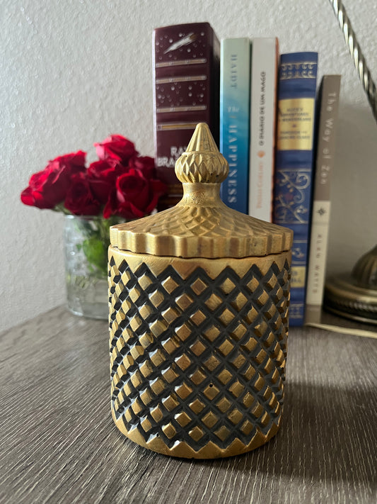 Vintage Charm Jar- Gold/Charcoal